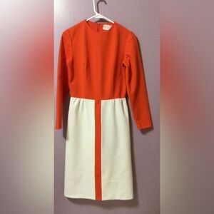 Ladies orange and beige vtg dress